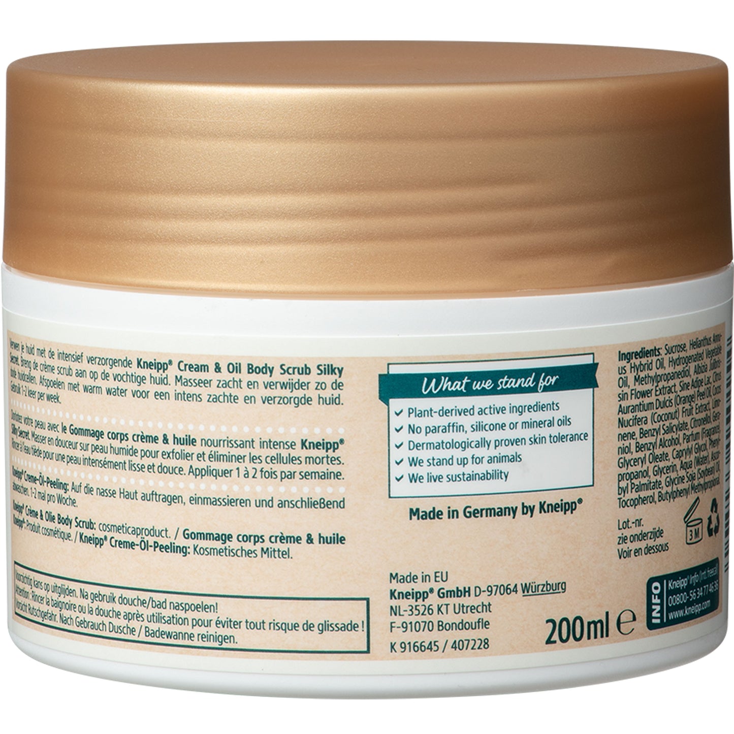 Kneipp Silky secret cream & oil body scrub zijdeboombloem 200 Milliliter