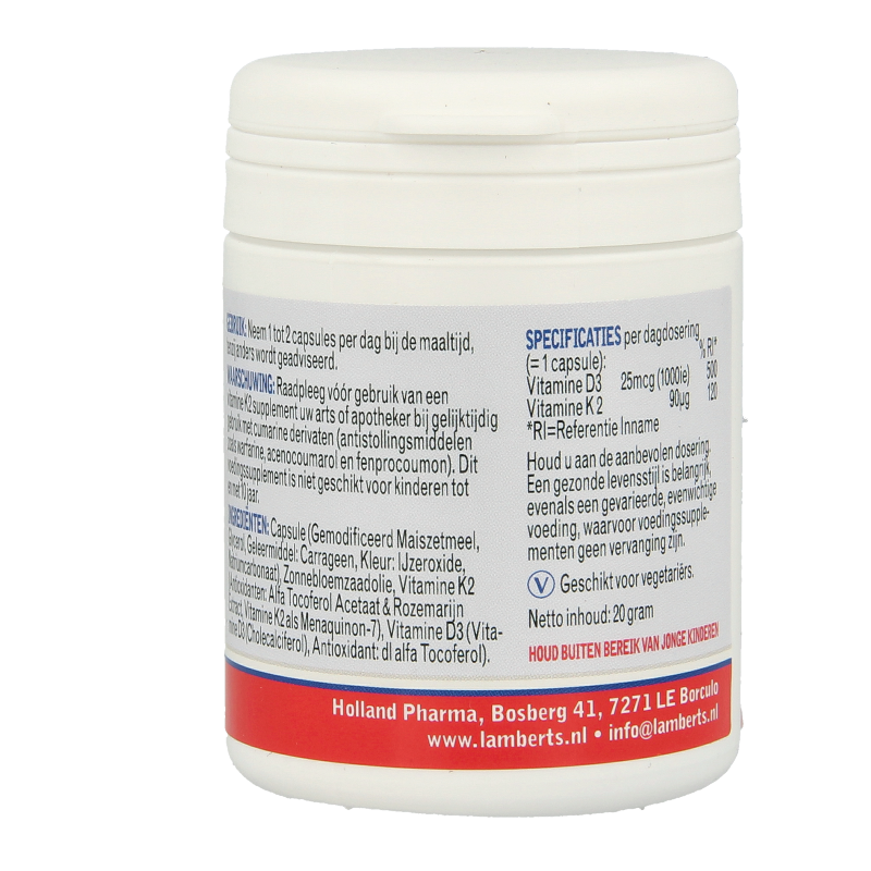 Lamberts Vitamine D3 1000IE en K2 90mcg 60 Capsules