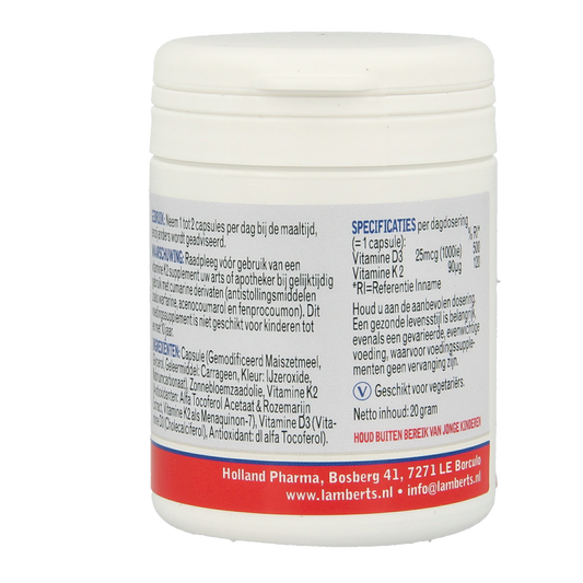 Lamberts Vitamine D3 1000IE en K2 90mcg 60 Capsules