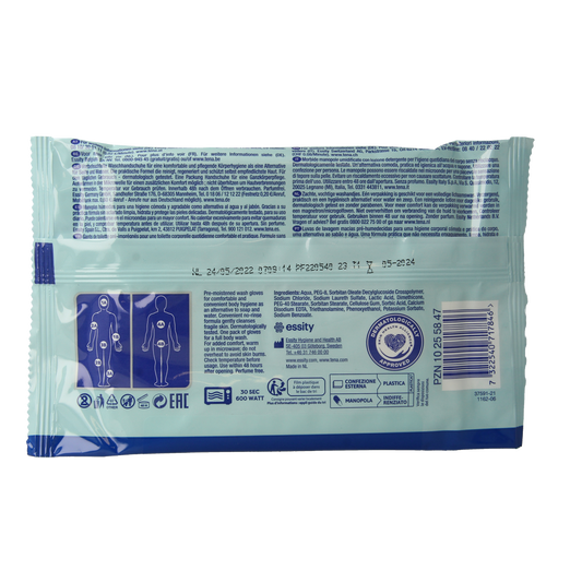 Tena Wet gloves cleans & care lotion no perfume 5.00 Stuks