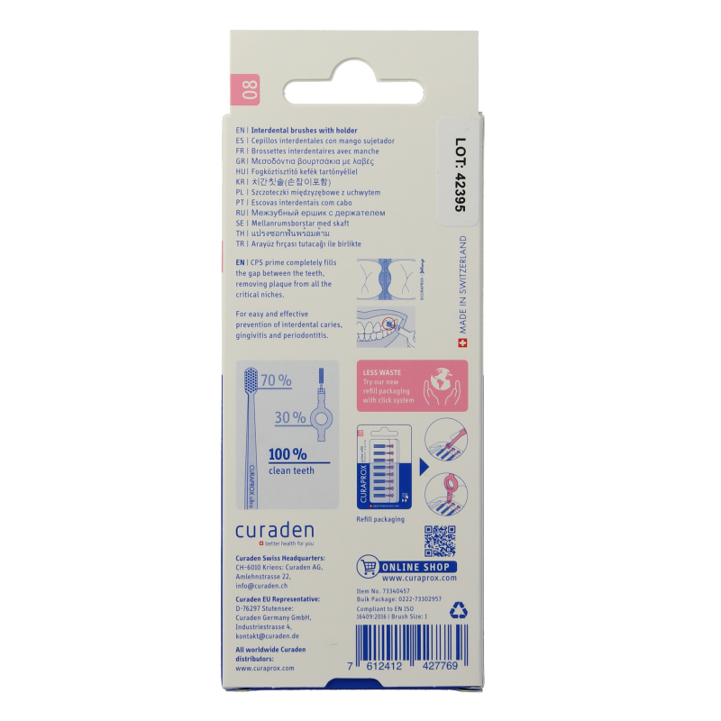 Curaprox Prime start rager 08 roze 3.2 mm 5 Stuks