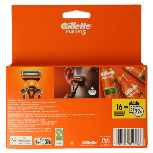 Gillette Fusion manual blades 16 Stuks