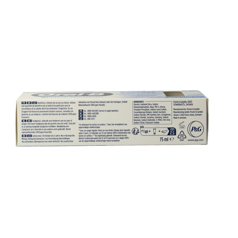 Oral B Tandpasta3D white advanced expres fresh whitening 75 Milliliter