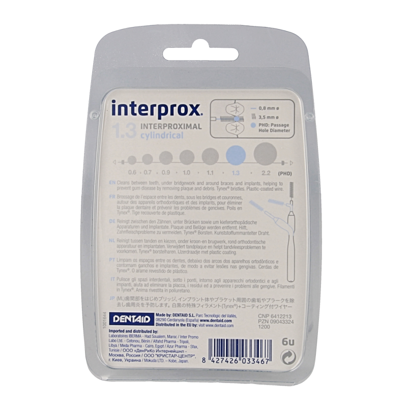 Interprox Premium cylindrical 1.3 licht blauw 3.5mm 6 Stuks