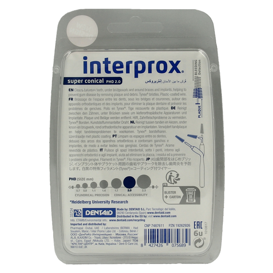 Interprox Super ragers conical donker blauw 6 Stuks