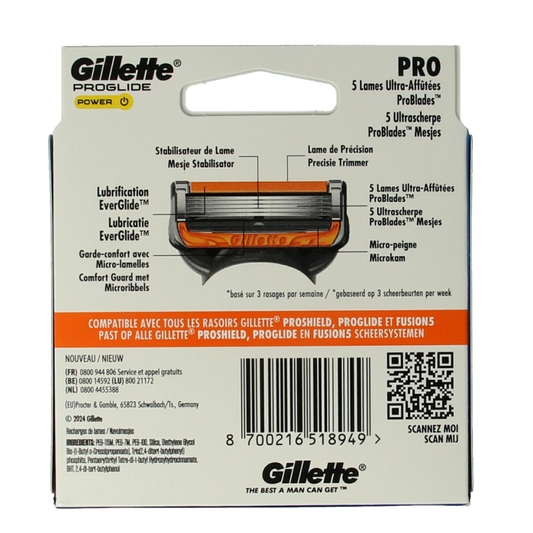 Gillette Proglide power blades 8 Stuks