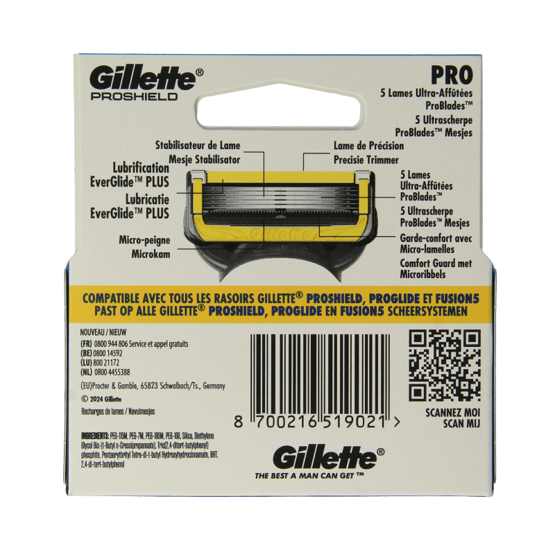 Gillette Proshield yellow blades 4 Stuks