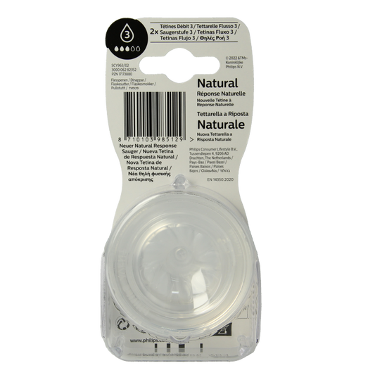 Avent Natural flesspeen 1M+ 2 Stuks