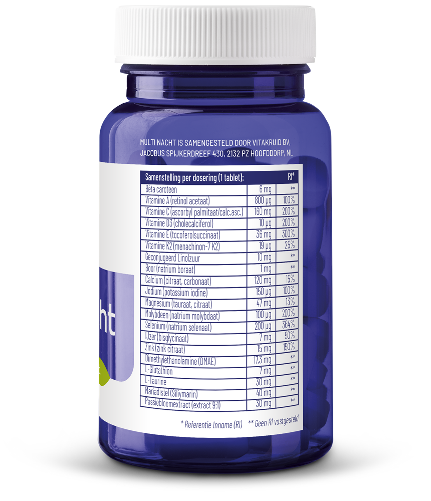 Vitakruid Multi Nacht 100% Vegan 30 Tabletten