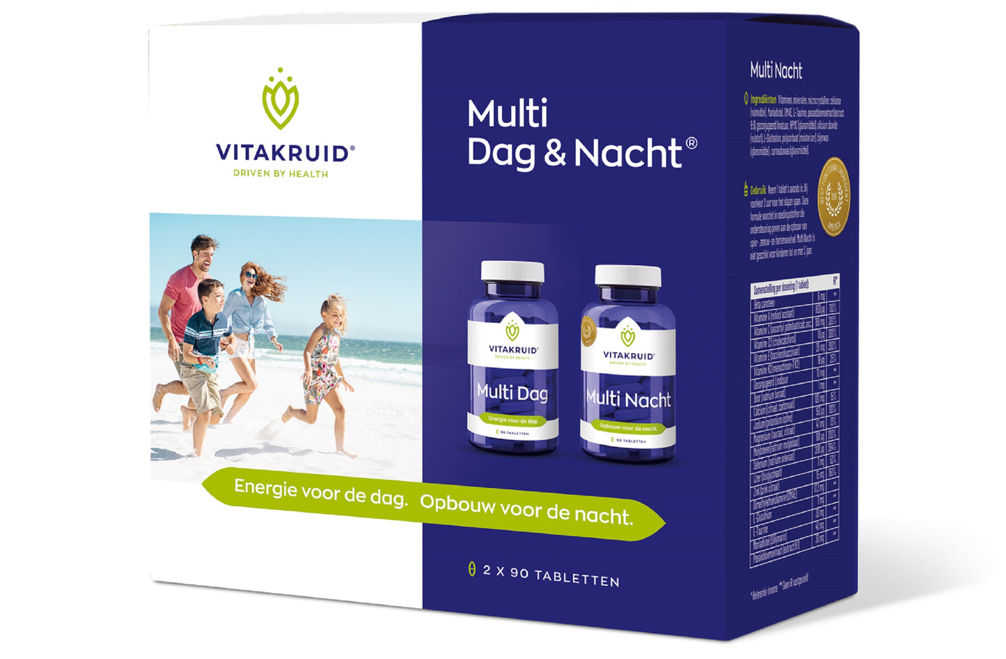 Vitakruid Multi Dag & Nacht 100% Vegan 2 x 90 180 Tabletten