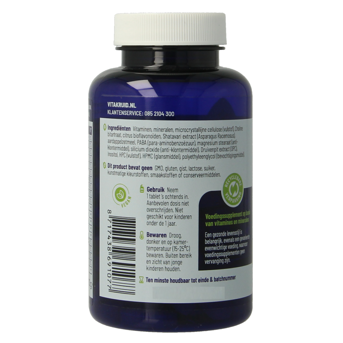 Vitakruid Multi Dag Vrouw 100% Vegan 90.00 Tabletten