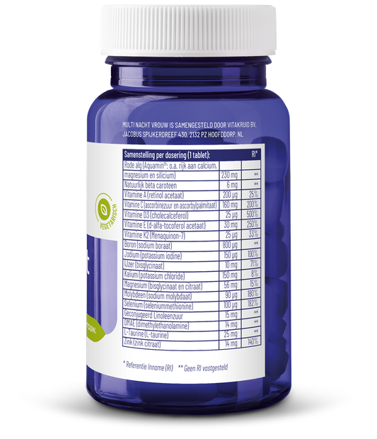 Vitakruid Multi Nacht Vrouw 100% Vegan 30.00 Tabletten