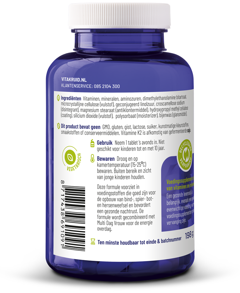 Vitakruid Multi Nacht Vrouw 100% Vegan 90.00 Tabletten