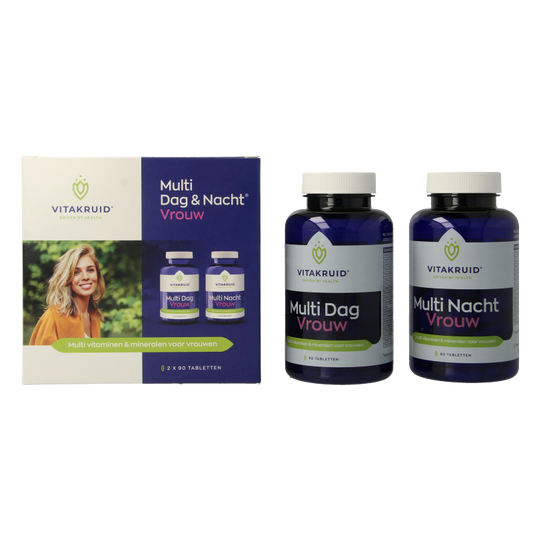 Vitakruid Multi Dag & Nacht Vrouw 100% Vegan 2 x 90 180 Tabletten