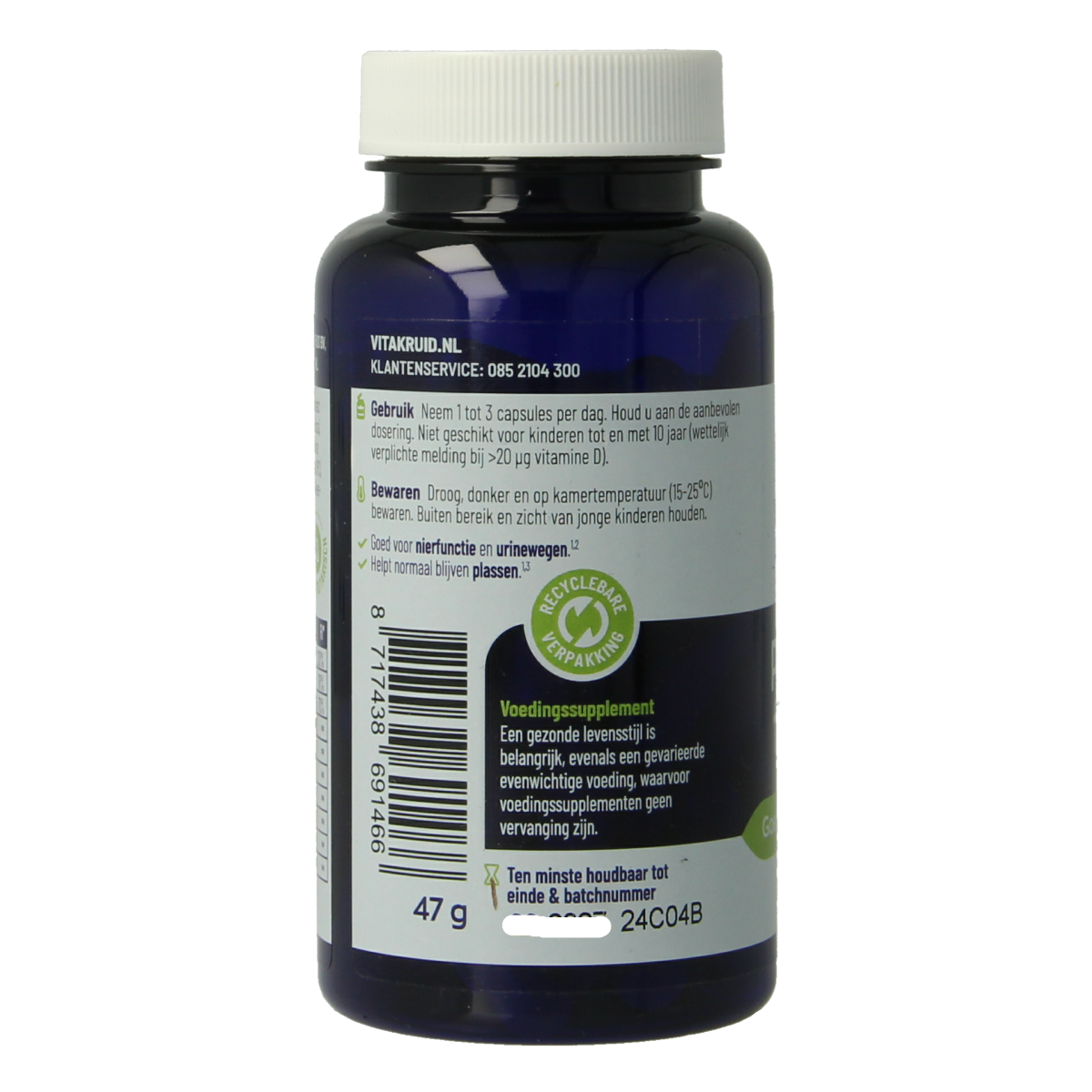Vitakruid Prostaatformule oa Zaagpalm, Brandnetel & Zink 60.00 Vegetarische capsules