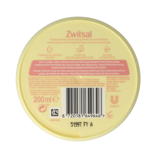 Zwitsal Zachte creme pot 200.00 Milliliter