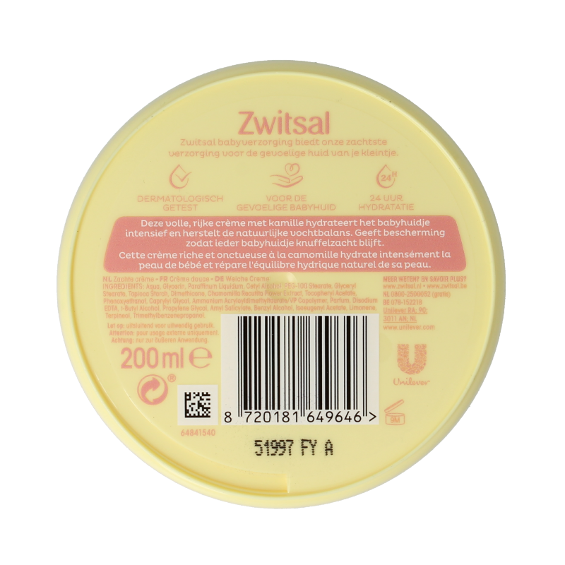 Zwitsal Zachte creme pot 200.00 Milliliter