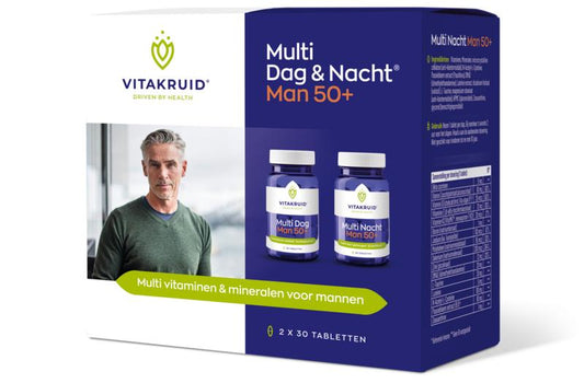 Vitakruid Multi Dag & Nacht Man 50+ 100% Vegan 2 x 30 60 Tabletten