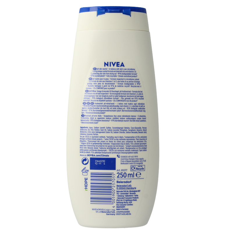 Nivea Care shower orange & avocado oil 250 Milliliter