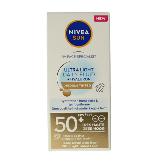 Nivea Sun face daily fluid SPF50 tint medium 40 Milliliter