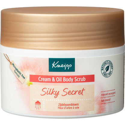 Kneipp Silky secret cream & oil body scrub zijdeboombloem 200 Milliliter