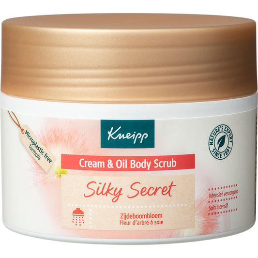 Kneipp Silky secret cream & oil body scrub zijdeboombloem 200 Milliliter