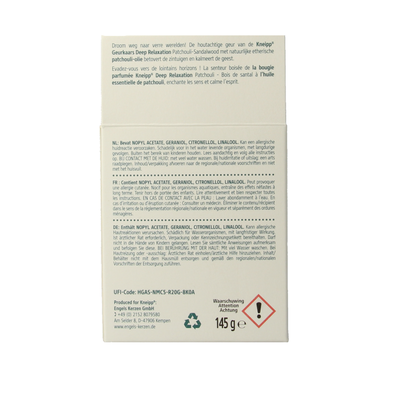 Kneipp Geurkaars sandelwood patchouli  145 Gram