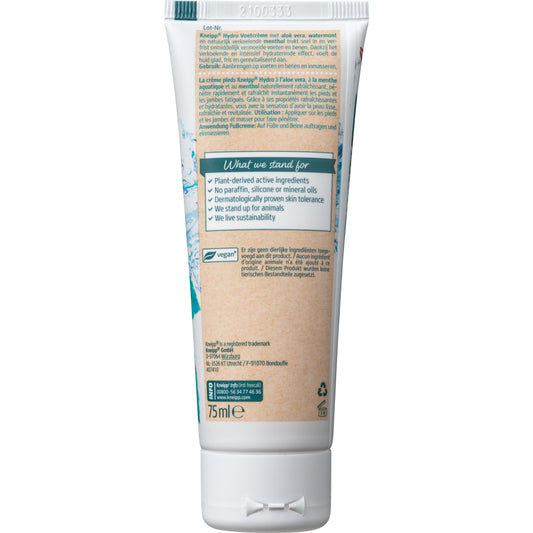Kneipp Foot care hydro voetcreme aloe vera watermunt 75 Milliliter