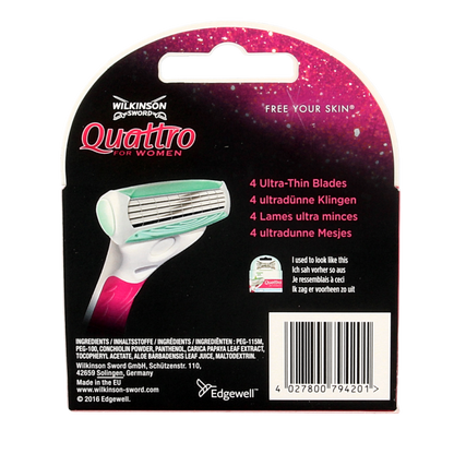Wilkinson Quattro woman sensitive mesjes 3 + 1 4 Stuks