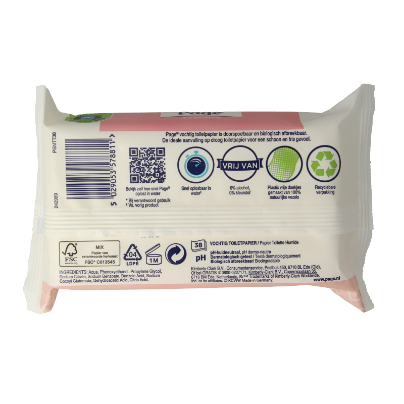 Page Vochtig toiletpapier sensitive navulling 38 Stuks