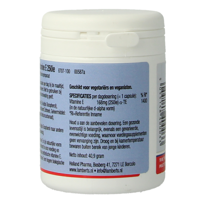 Lamberts Vitamine E 250IE natuurlijk 100 Vegetarische capsules