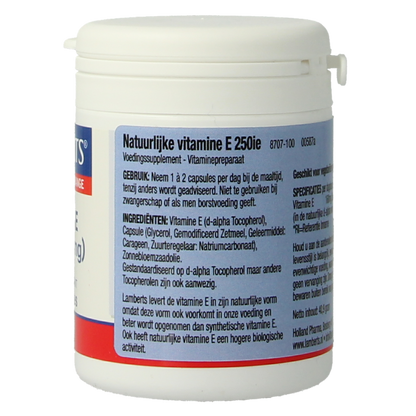 Lamberts Vitamine E 250IE natuurlijk 100 Vegetarische capsules