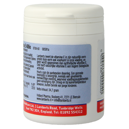 Lamberts Vitamine E 400IE natuurlijk 60 Vegetarische capsules
