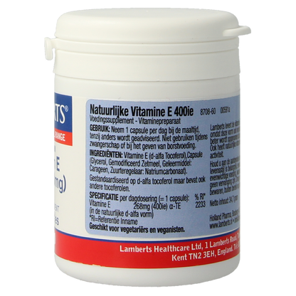 Lamberts Vitamine E 400IE natuurlijk 60 Vegetarische capsules