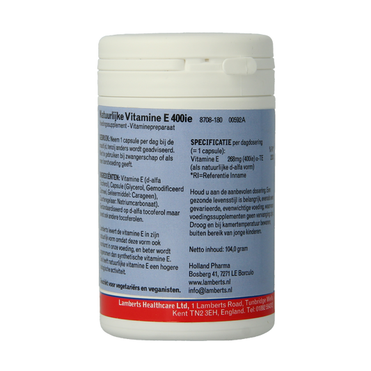 Lamberts Vitamine E 400IE natuurlijk 180 Vegetarische capsules