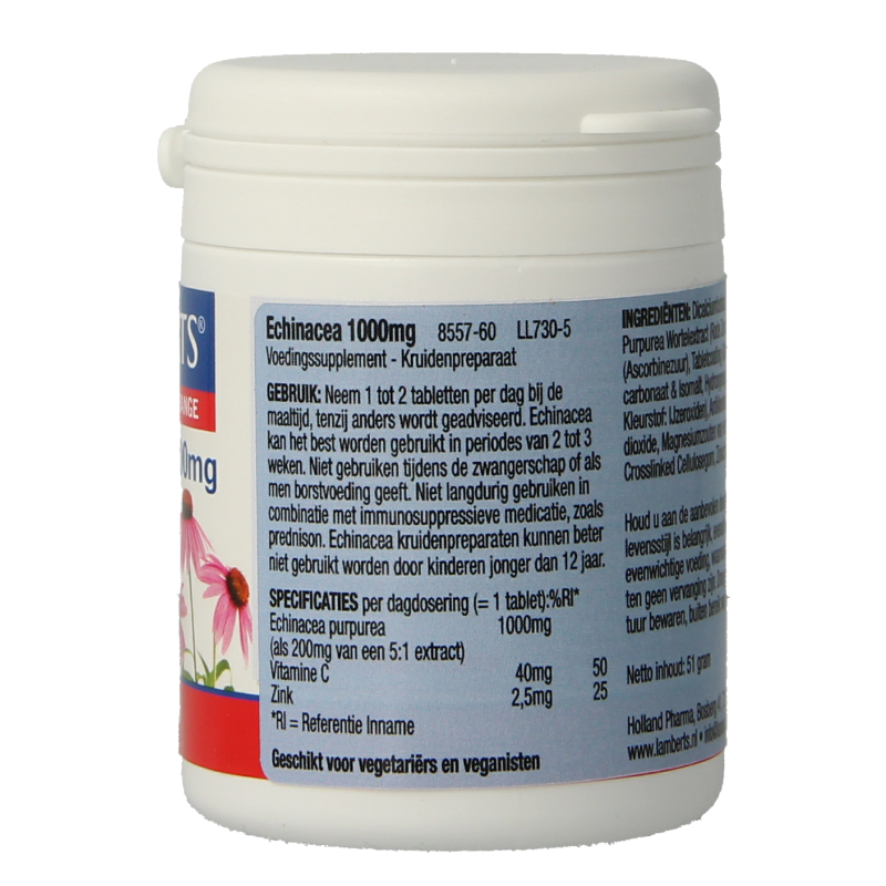 Lamberts Echinacea 1000mg met zink en vitamine C 60 Tabletten