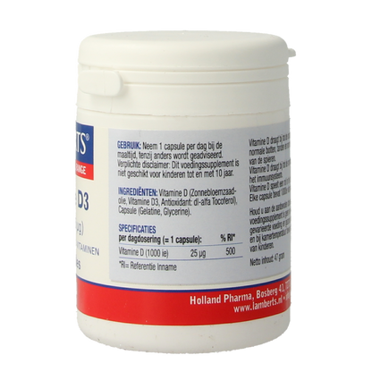 Lamberts Vitamine D3 1000IE/25mcg 120 Capsules