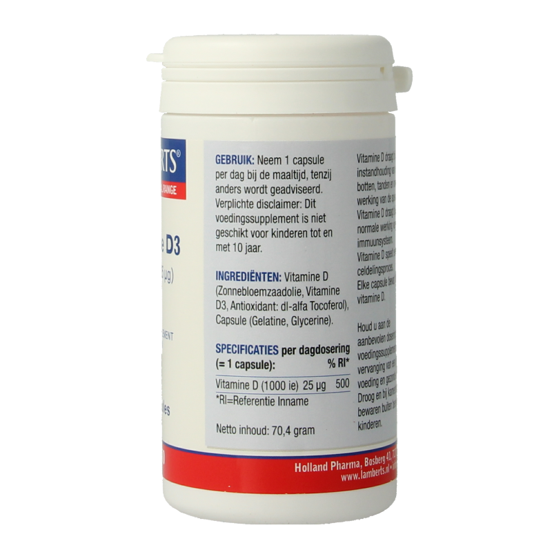 Lamberts Vitamine D3 1000IE/25mcg 180 Capsules