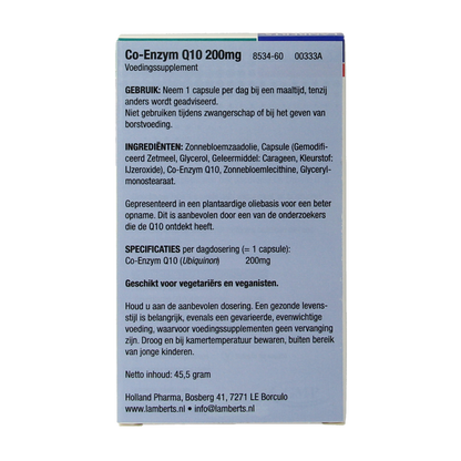 Lamberts Co enzym Q10 200mg 60 Vegetarische capsules