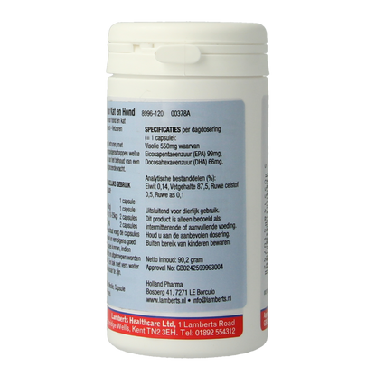 Lamberts Omega 3 voor dieren hond en kat 120 Capsules