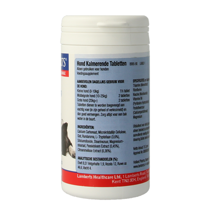 Lamberts Hond (kalmerende tabletten voor dieren) 90 Tabletten