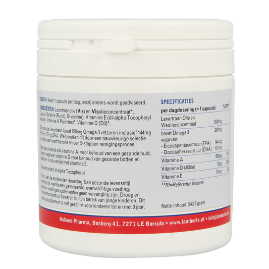 Lamberts Levertraanolie 1000mg 180 Capsules