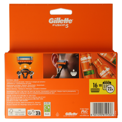 Gillette Fusion manual blades 16 Stuks