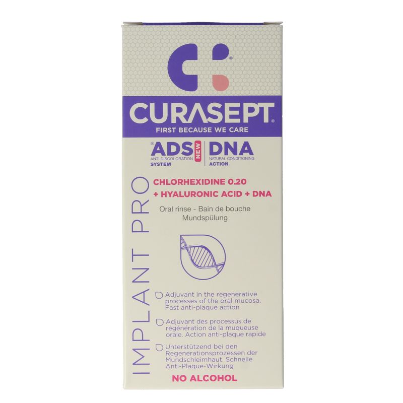 Curasept ADS DNA Implant Pro CHX 0,20% + HA mondspoelmiddel 200 Milliliter