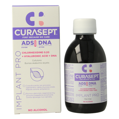 Curasept ADS DNA Implant Pro CHX 0,20% + HA mondspoelmiddel 200 Milliliter