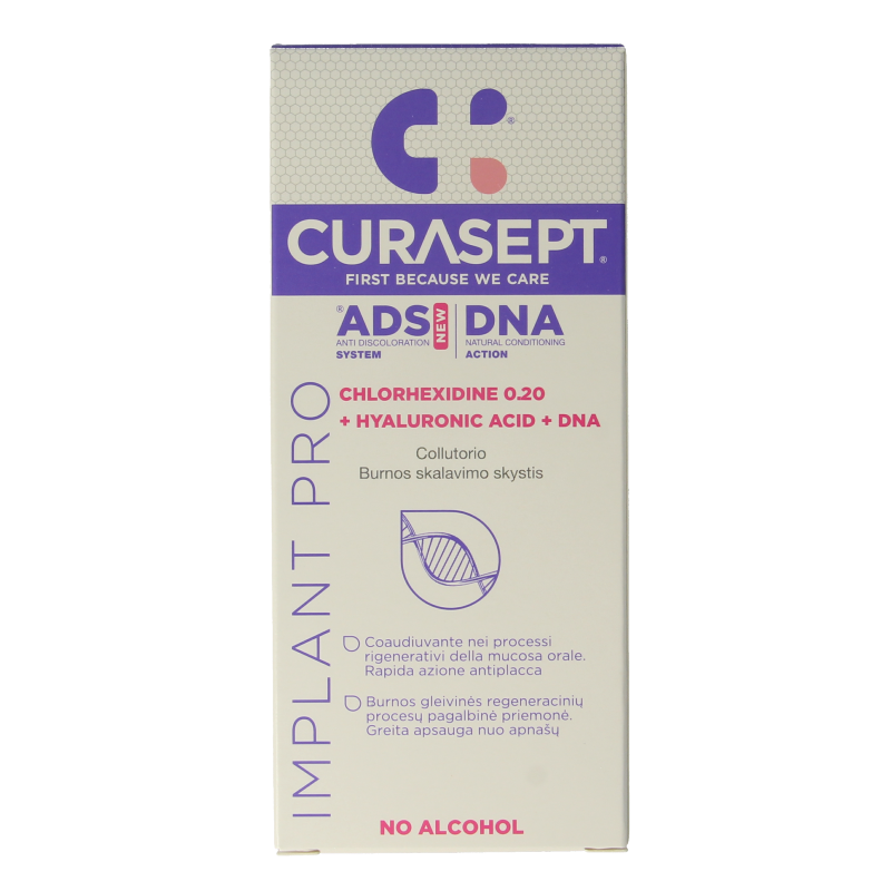 Curasept ADS DNA Implant Pro CHX 0,20% + HA mondspoelmiddel 200 Milliliter