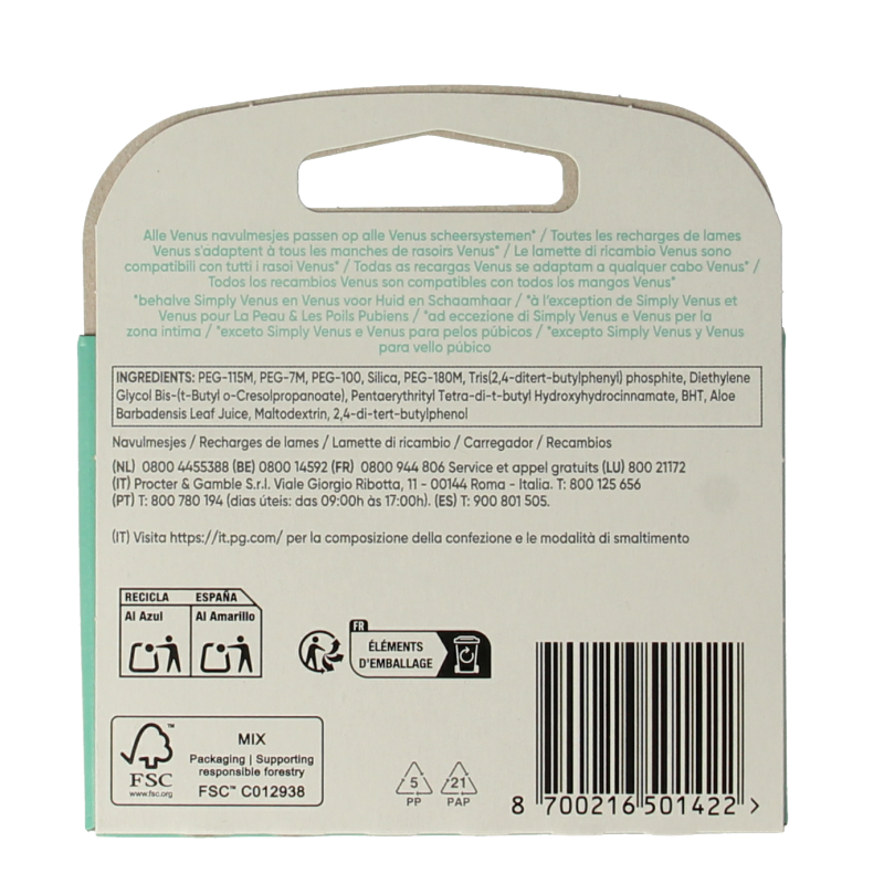 Gillette Venus deluxe smooth sensitive blades 3 Stuks