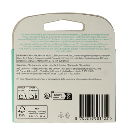 Gillette Venus deluxe smooth sensitive blades 3 Stuks