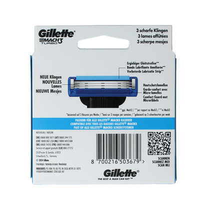 Gillette Mach 3 turbo blades 12 Stuks