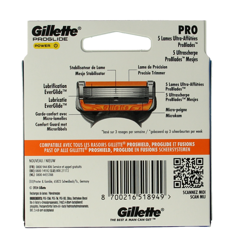 Gillette Proglide power blades 8 Stuks